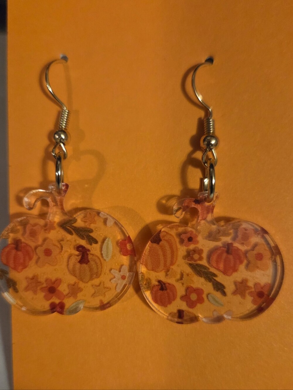 Handmade Acrylic Pumpkin Earrings